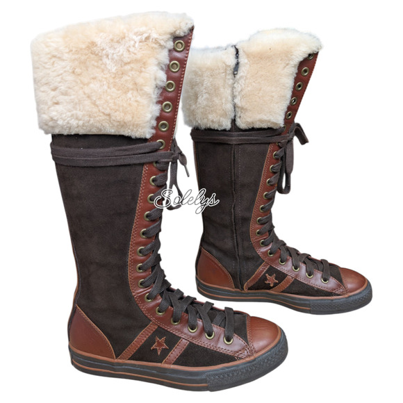 Converse 2006 Star 70 XXHI Brown Suede Leather Knee High Sneaker Boot Womens 9.5 - Picture 1 of 12